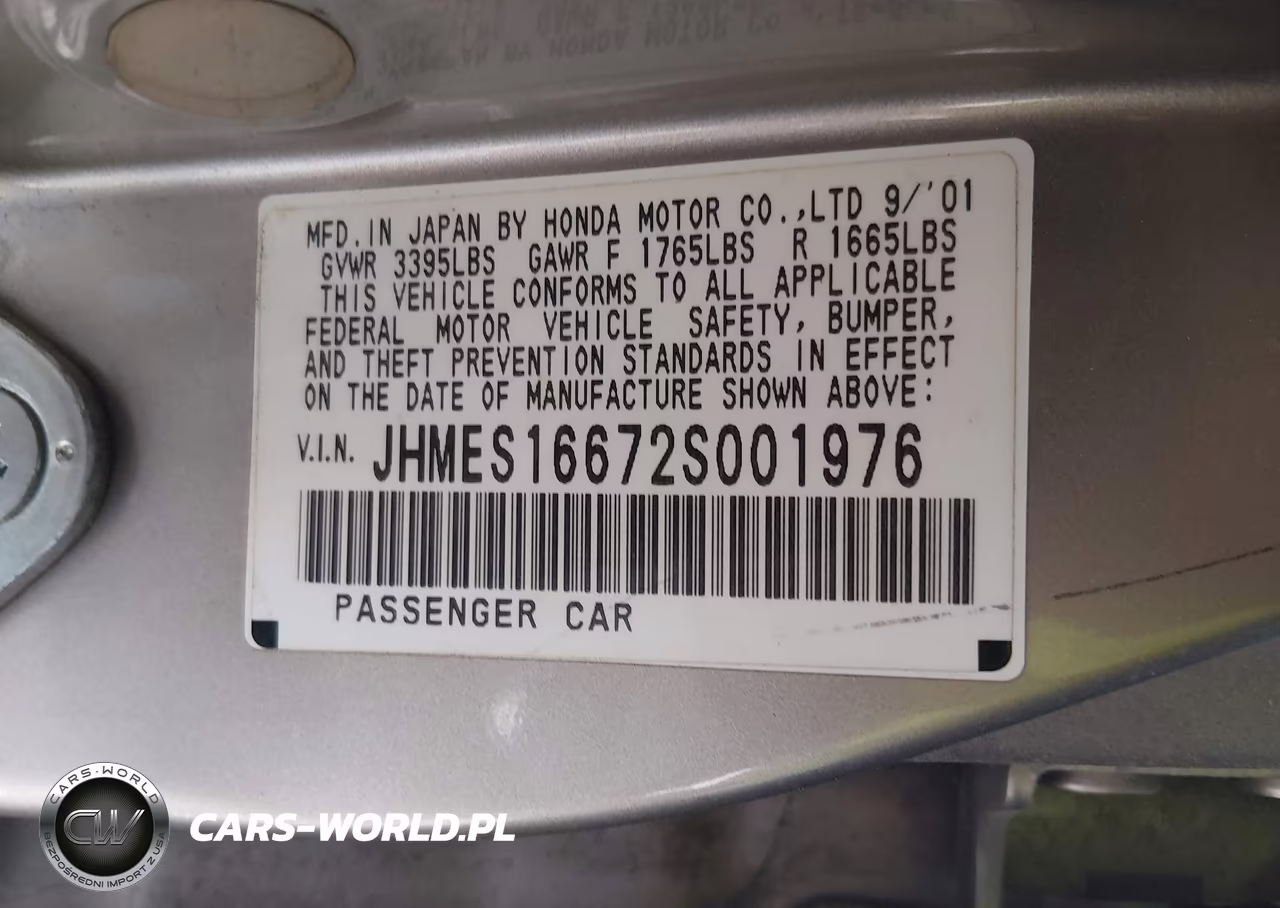 2002 Honda Civic Lx VIN:JHMES16672S001976 - 9