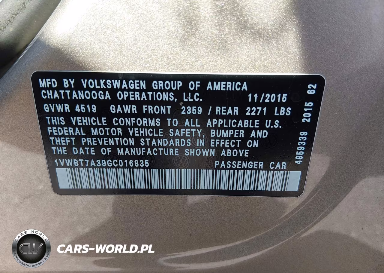 2016 Volkswagen Passat 1.8T Se VIN:1VWBT7A39GC016835 - 9