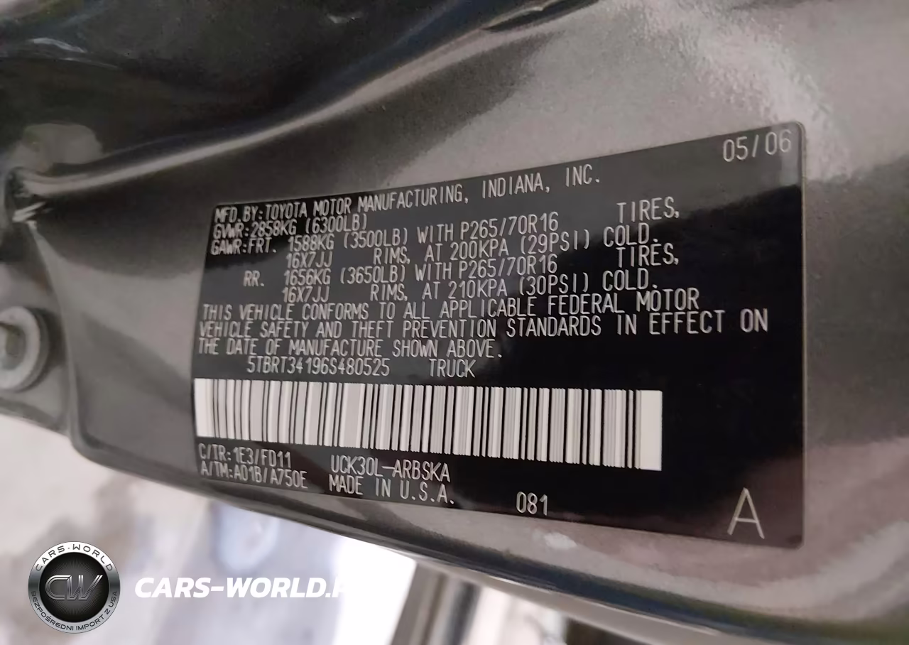 2006 Toyota Tundra Sr5 V8 VIN:5TBRT34196S480525 - 9