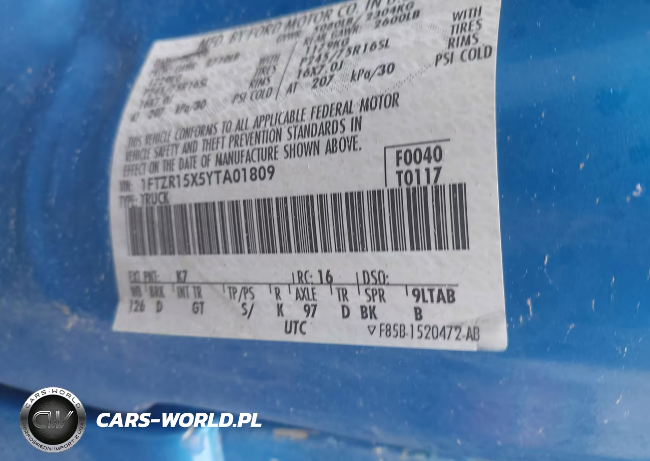 2000 Ford Ranger Xlt VIN:1FTZR15X5YTA01809 - 9