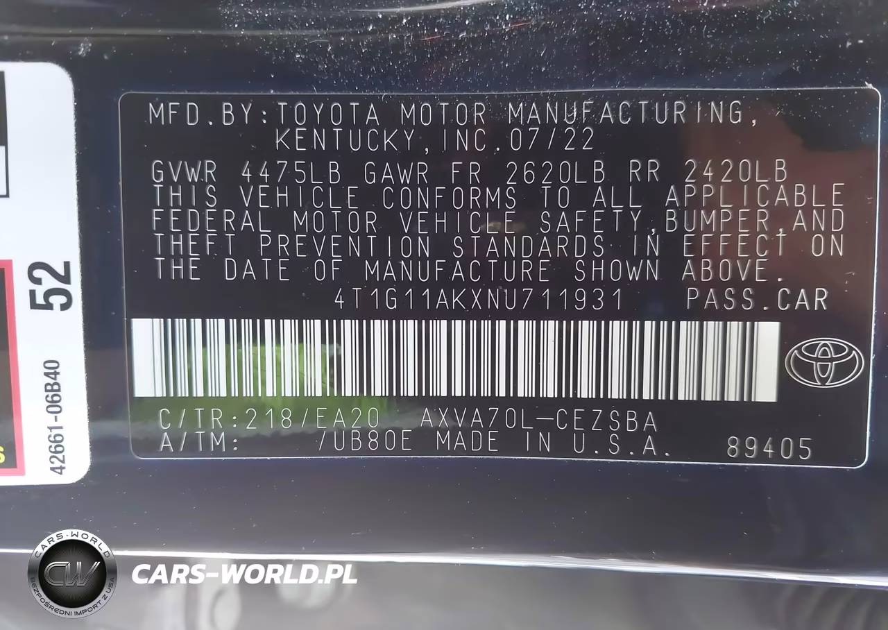2022 Toyota Camry Se VIN:4T1G11AKXNU711931 - 9