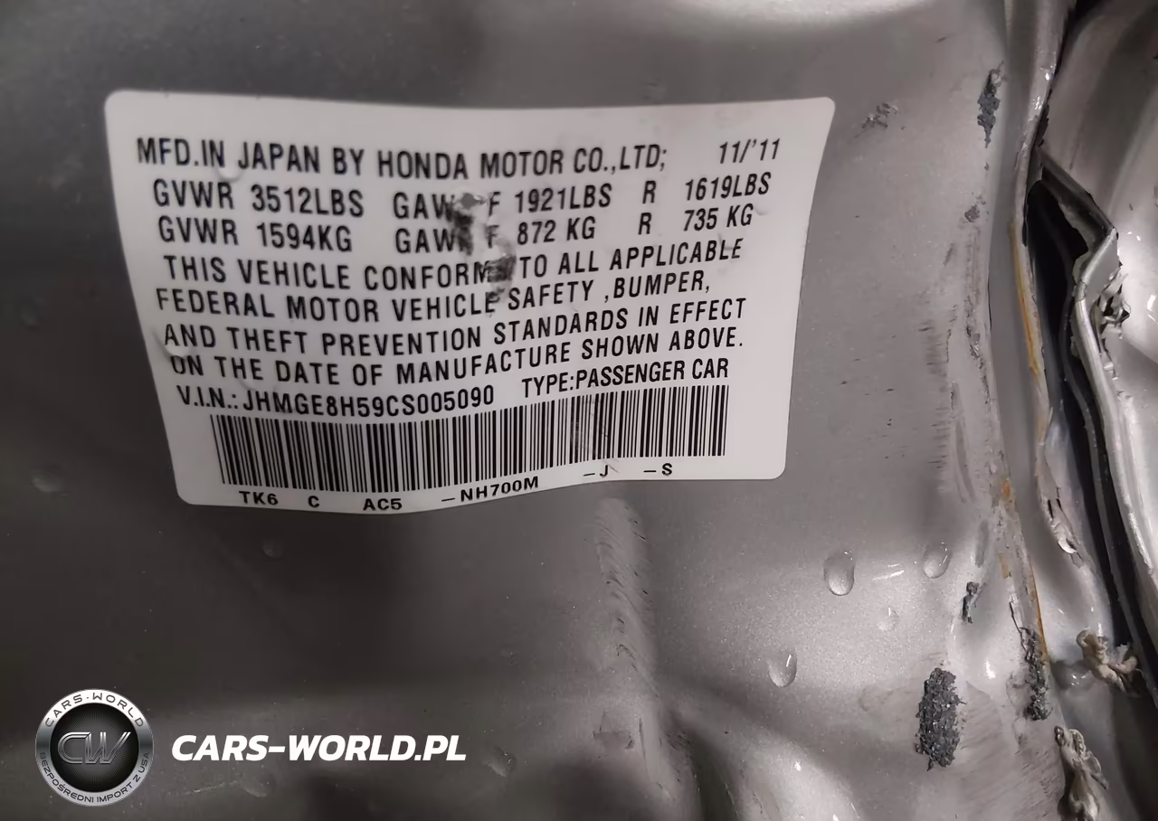 2012 Honda Fit Sport VIN:JHMGE8H59CS005090 - 9