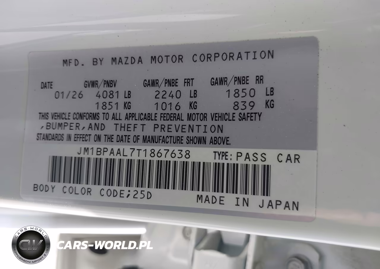 2026 Mazda Mazda3 2.5 S VIN:JM1BPAAL7T1867638 - 9