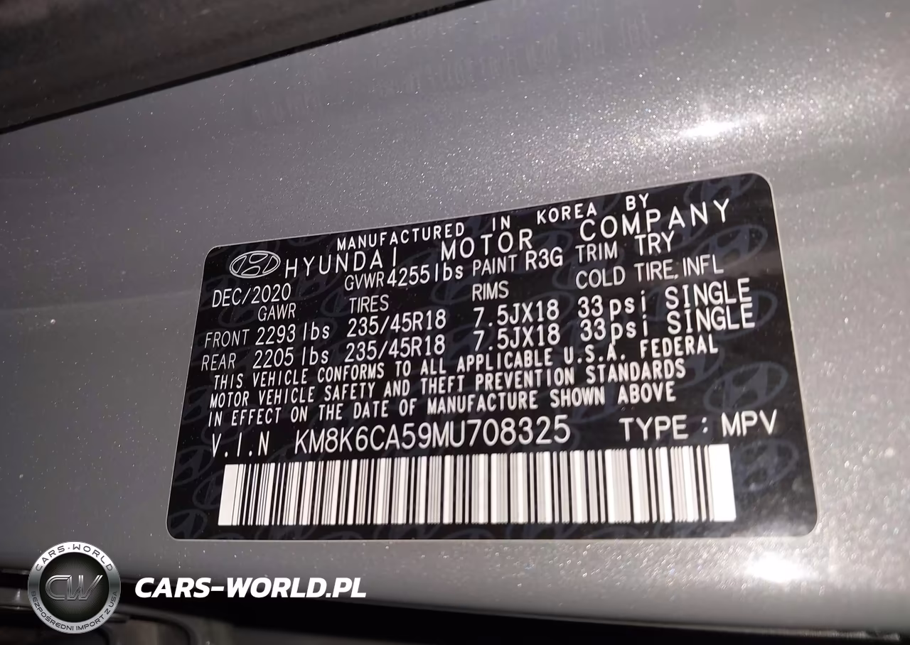 2021 Hyundai Kona Night VIN:KM8K6CA59MU708325 - 9