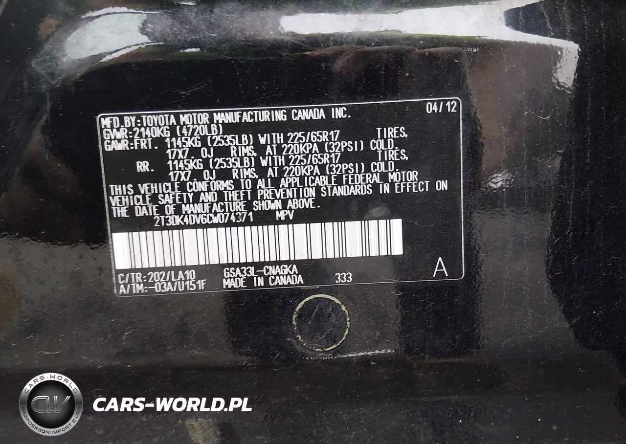 2012 Toyota Rav4 Limited V6 VIN:2T3DK4DV6CW074371 - 9