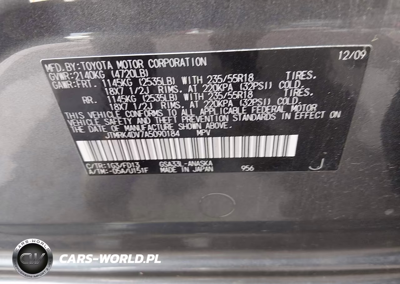 2010 Toyota Rav4 Sport V6 VIN:JTMRK4DV7A5090184 - 9