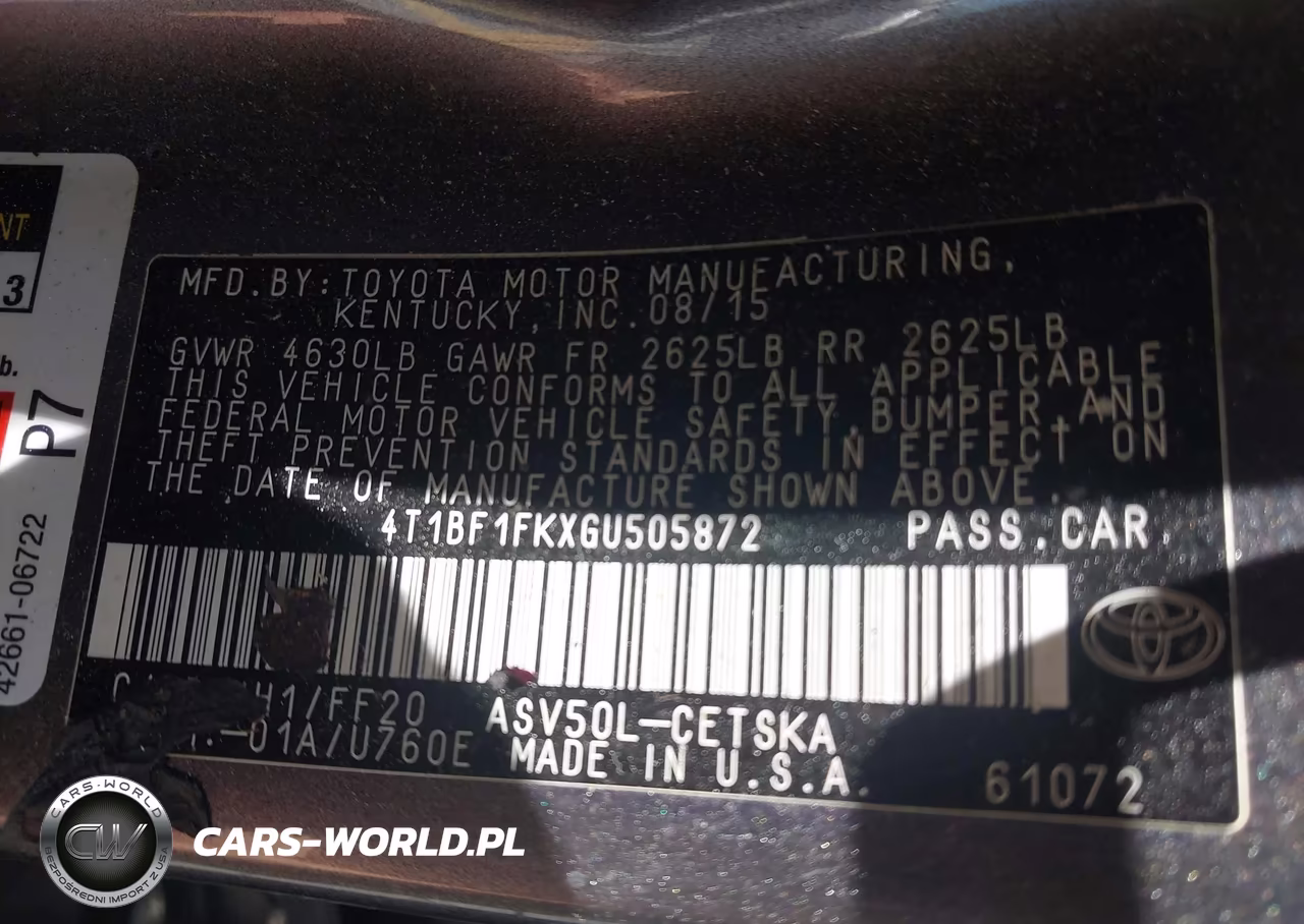 2016 Toyota Camry Se VIN:4T1BF1FKXGU505872 - 9