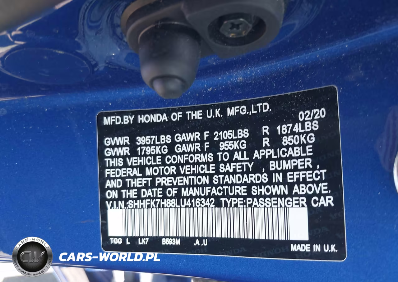 2020 Honda Civic Ex-L VIN:SHHFK7H88LU416342 - 9