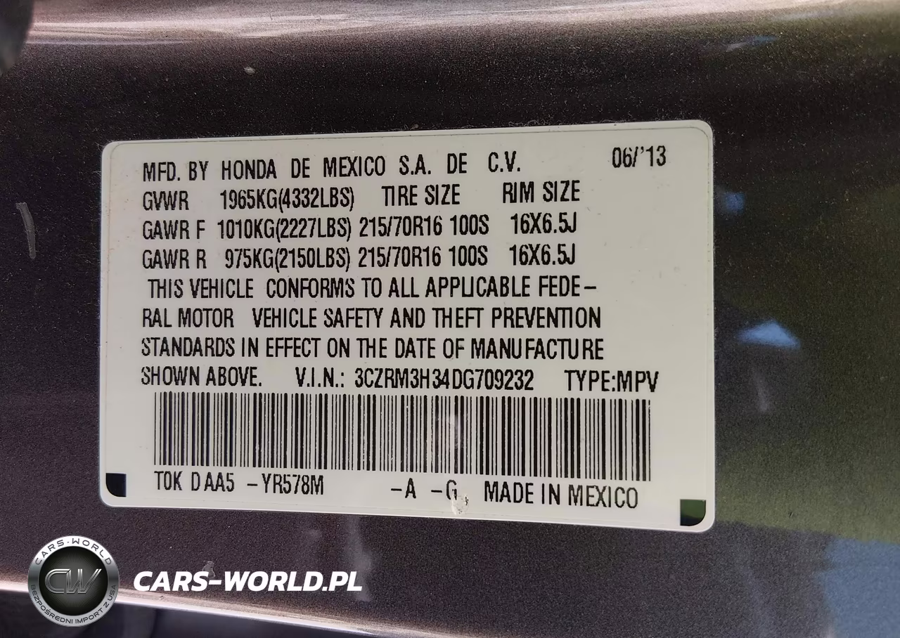 2013 Honda Cr-V Lx VIN:3CZRM3H34DG709232 - 9