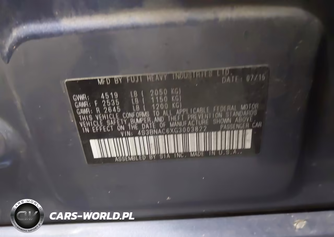 2016 Subaru Legacy 2.5I Premium VIN:4S3BNAC6XG3003822 - 9