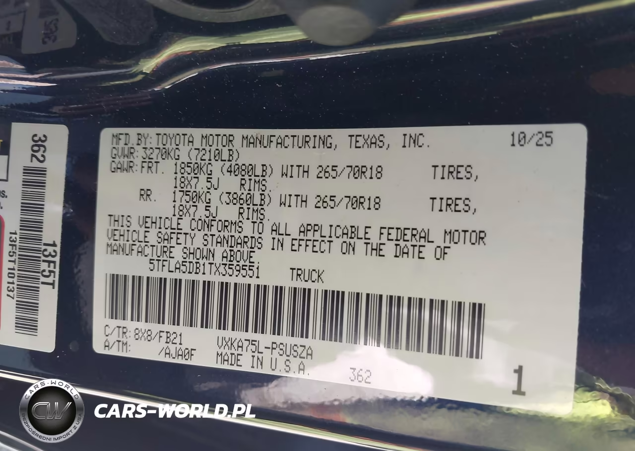 2026 Toyota Tundra Sr5 Crewmax 5.5' Bed VIN:5TFLA5DB1TX359551 - 9