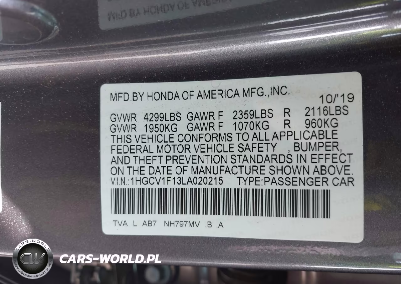 2020 Honda Accord Lx VIN:1HGCV1F13LA020215 - 9