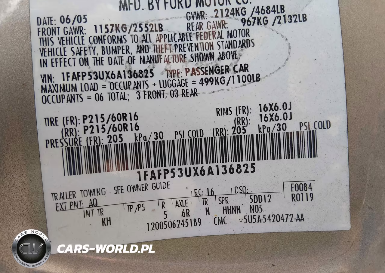 2006 Ford Taurus Se VIN:1FAFP53UX6A136825 - 9