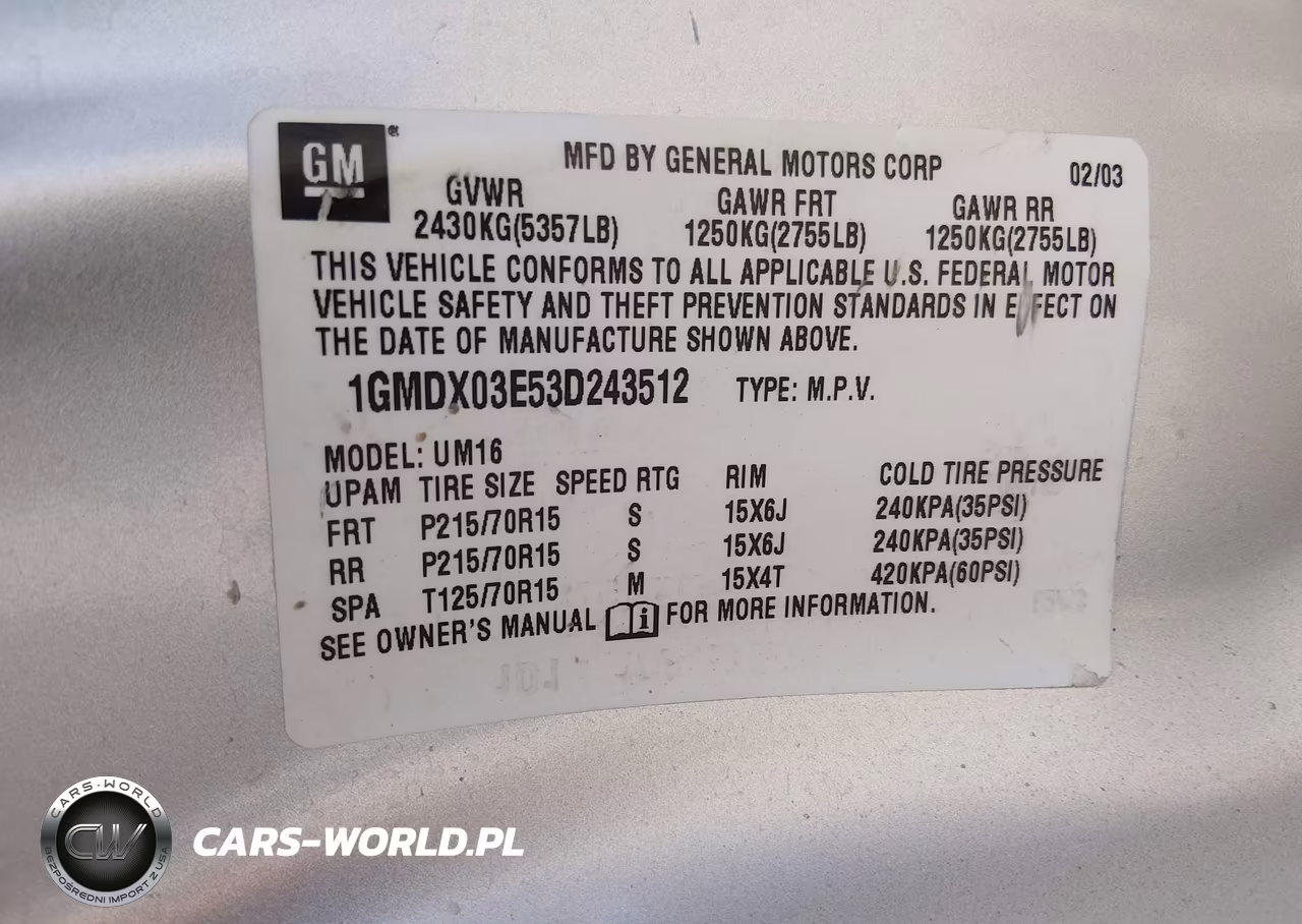 2003 Pontiac Montana M16 W-1Sa Pkg. VIN:1GMDX03E53D243512 - 9