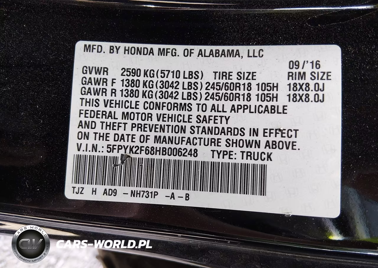 2017 Honda Ridgeline Rtl-T VIN:5FPYK2F68HB006248 - 9