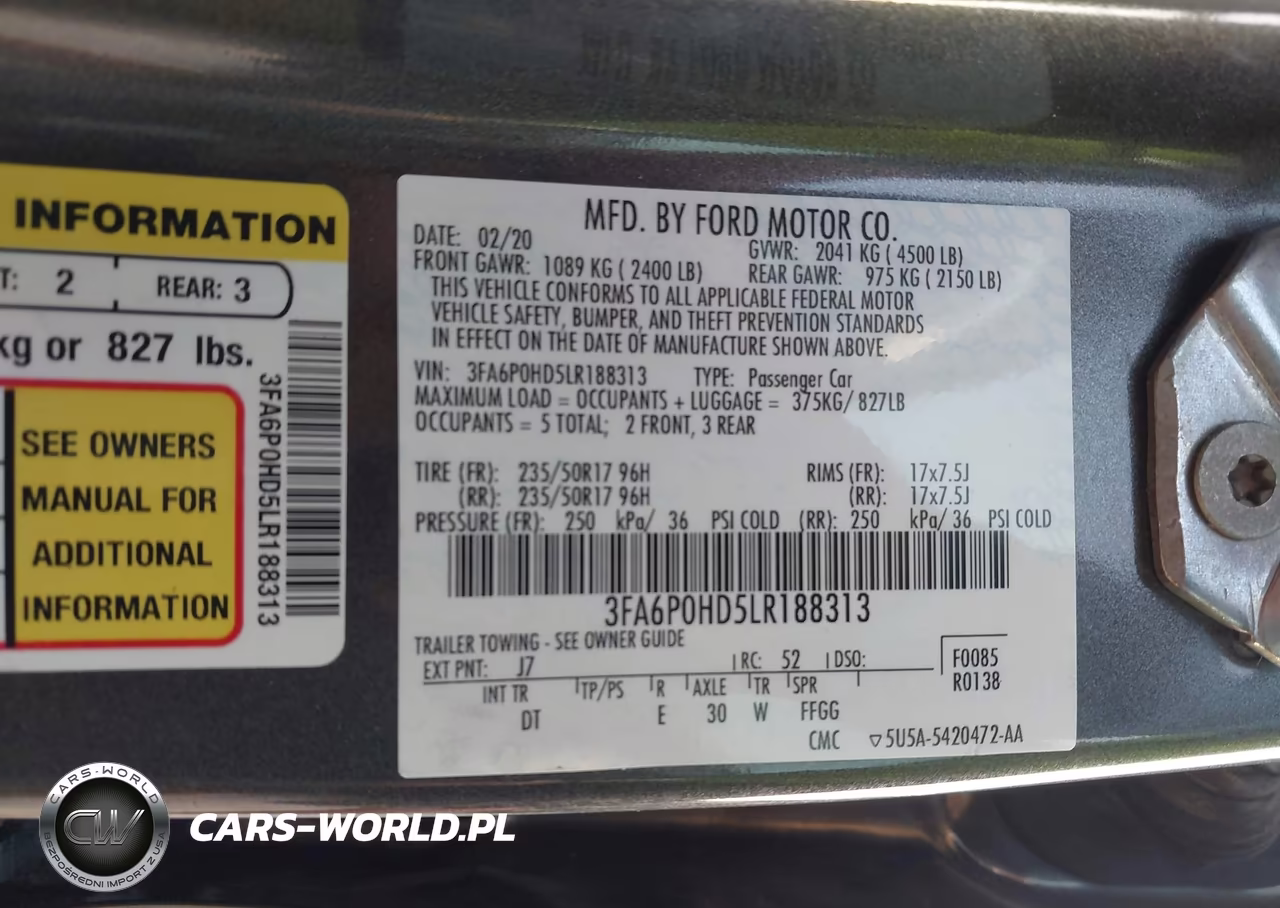 2020 Ford Fusion Se VIN:3FA6P0HD5LR188313 - 9