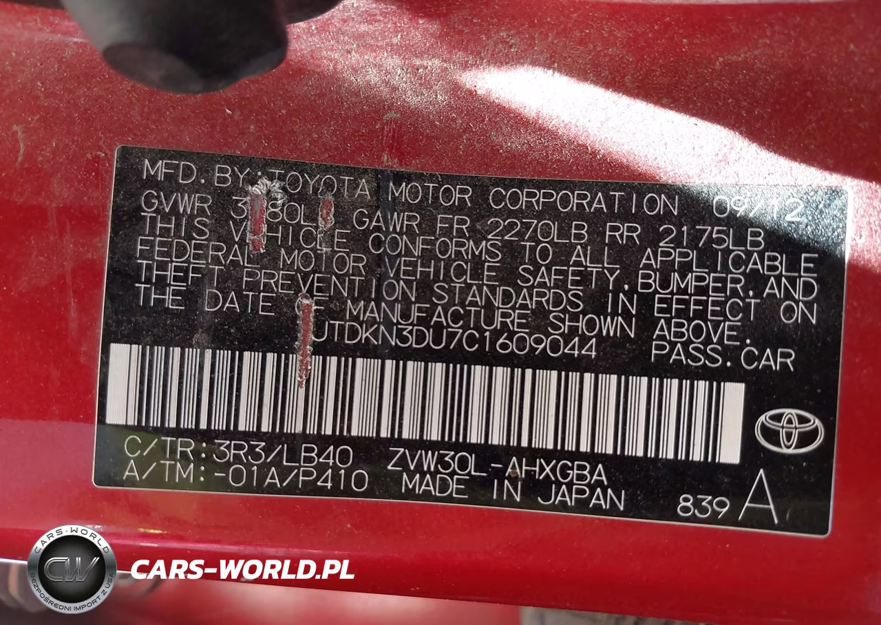 2012 Toyota Prius Five VIN:JTDKN3DU7C1609044 - 9