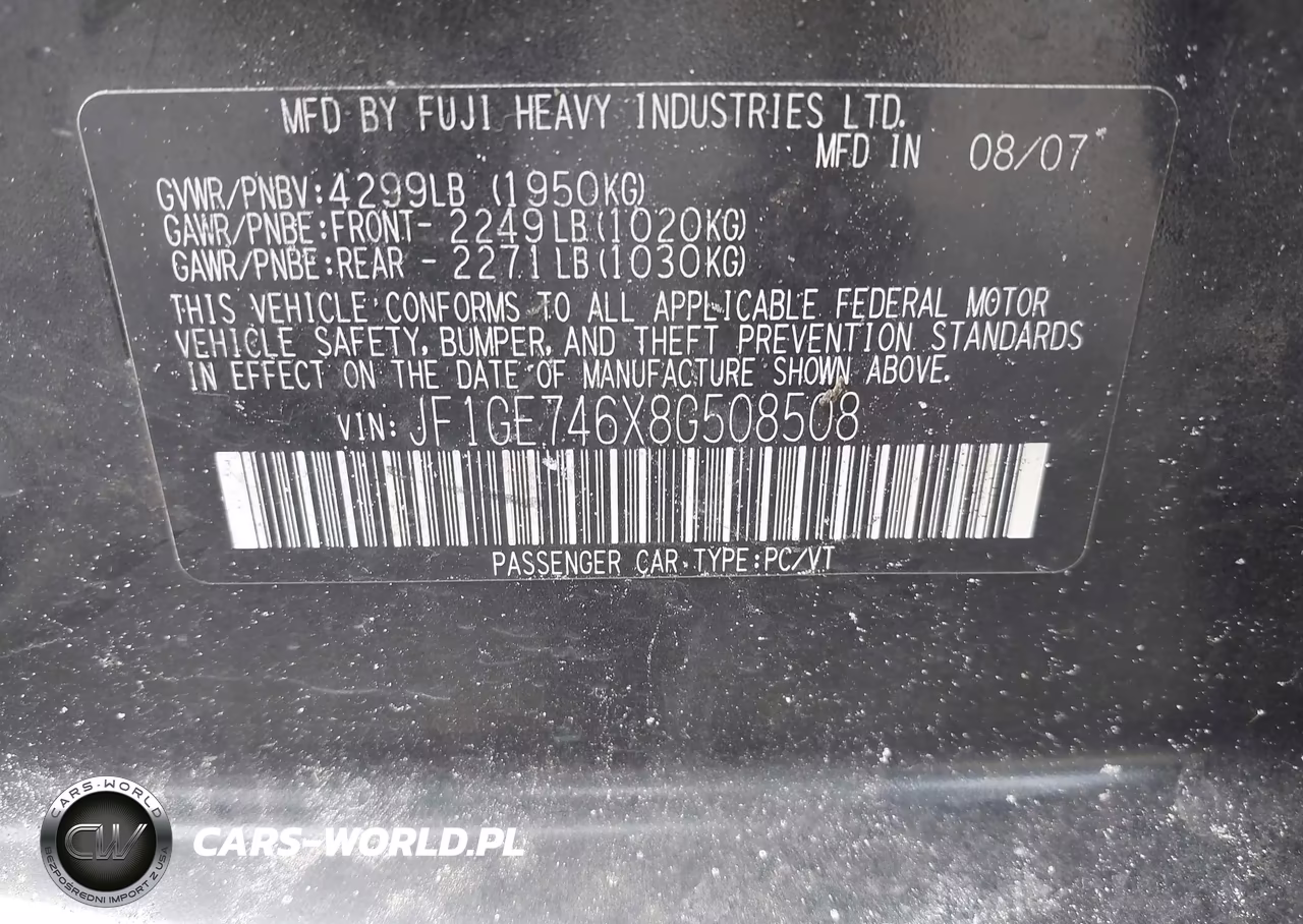 2008 Subaru Impreza Wrx VIN:JF1GE746X8G508508 - 9