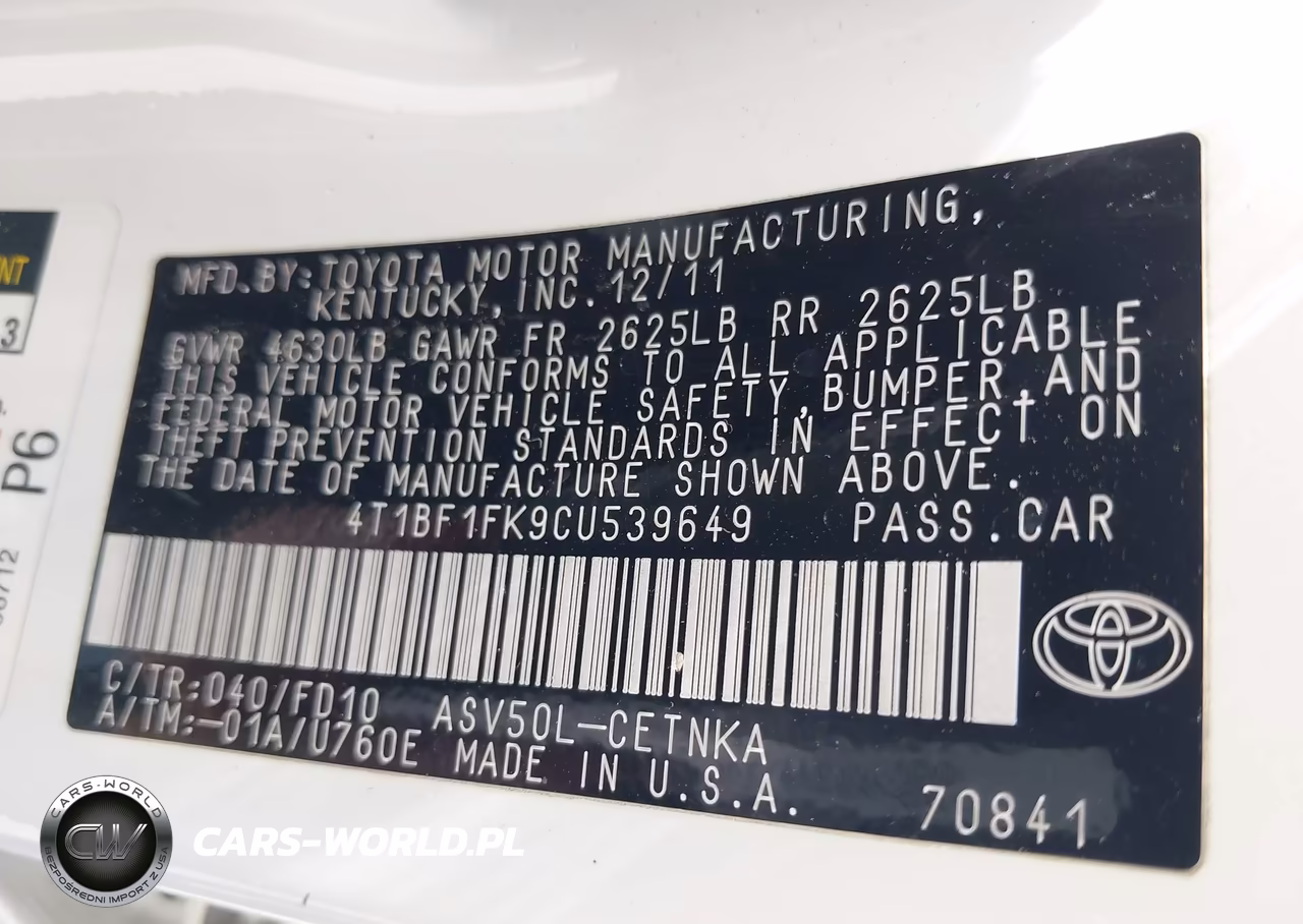 2012 Toyota Camry Le VIN:4T1BF1FK9CU539649 - 9