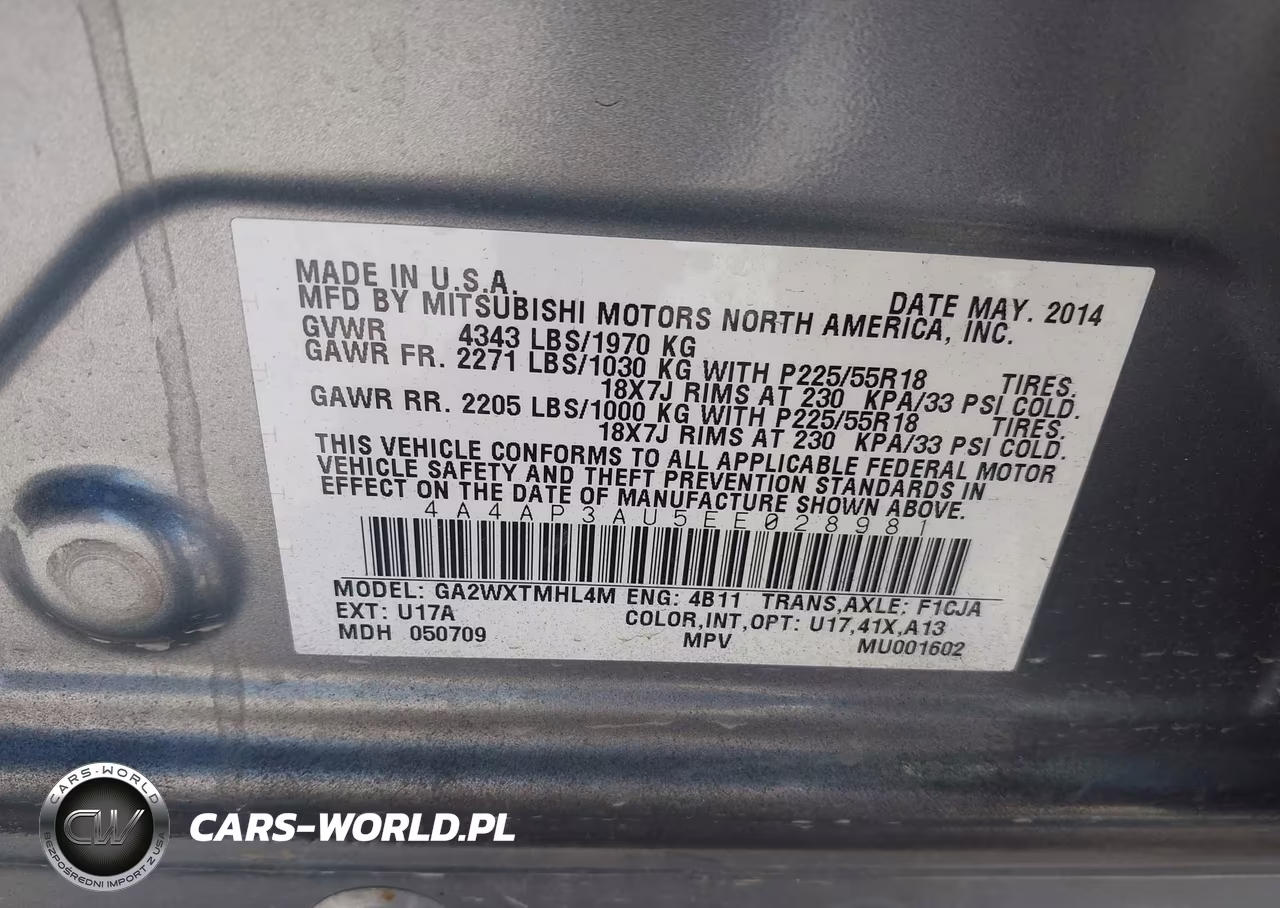 2014 Mitsubishi Outlander Sport Es VIN:4A4AP3AU5EE028981 - 9