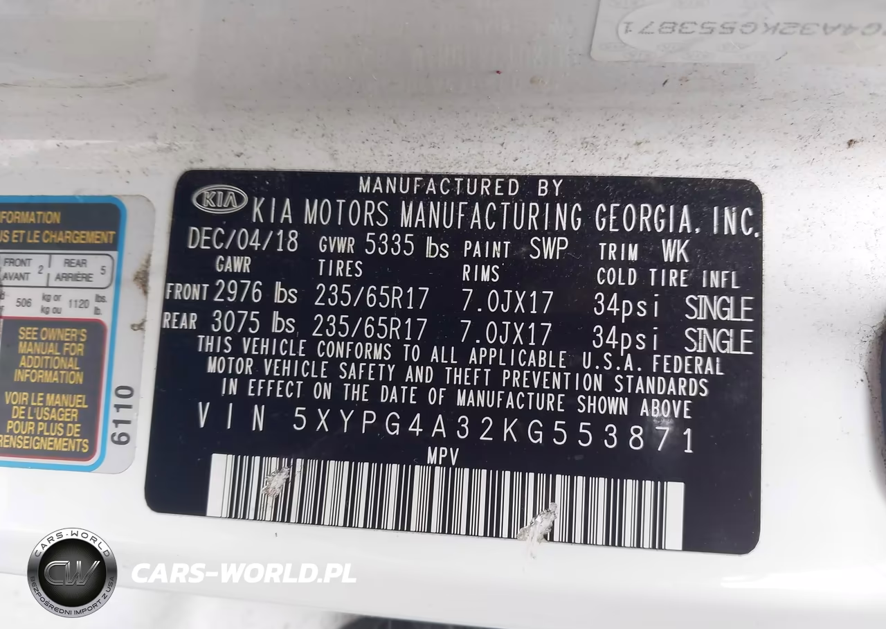 2019 Kia Sorento 2.4L Lx VIN:5XYPG4A32KG553871 - 9