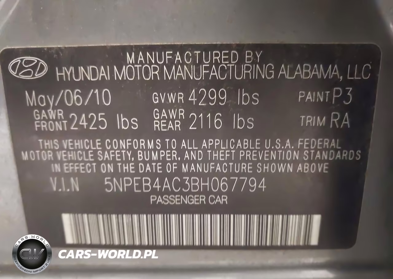 2011 Hyundai Sonata Gls VIN:5NPEB4AC3BH067794 - 9