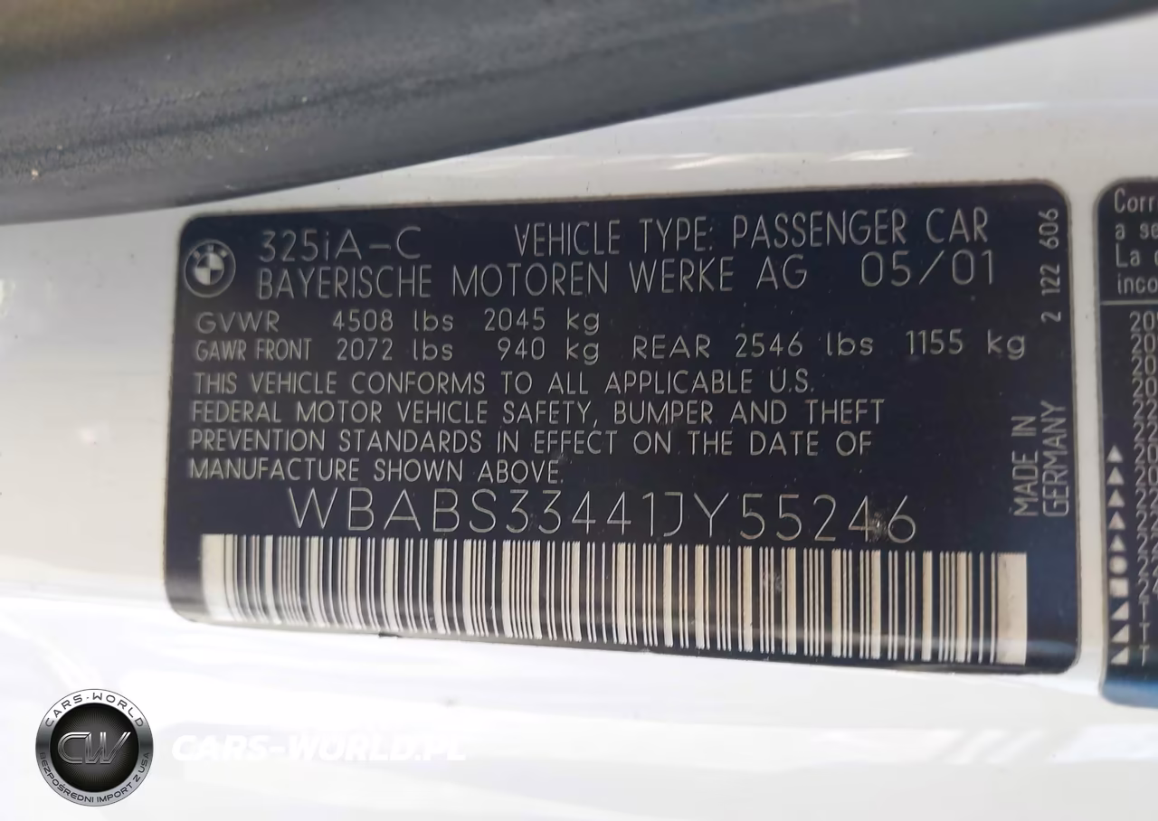 2001 BMW 325Ci VIN:WBABS33441JY55246 - 9