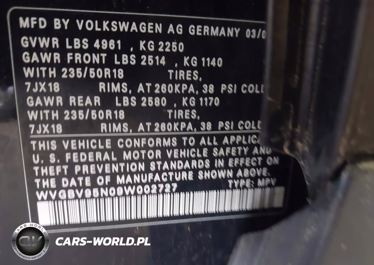 2009 Volkswagen Tiguan Se-Sel VIN:WVGBV95N09W002727 - 9