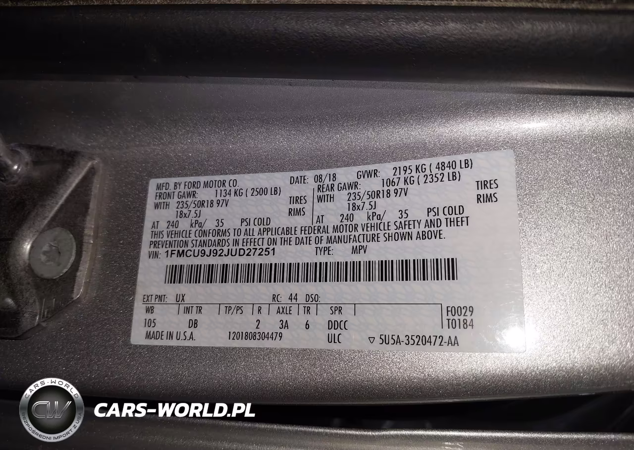 2018 Ford Escape Titanium VIN:1FMCU9J92JUD27251 - 9
