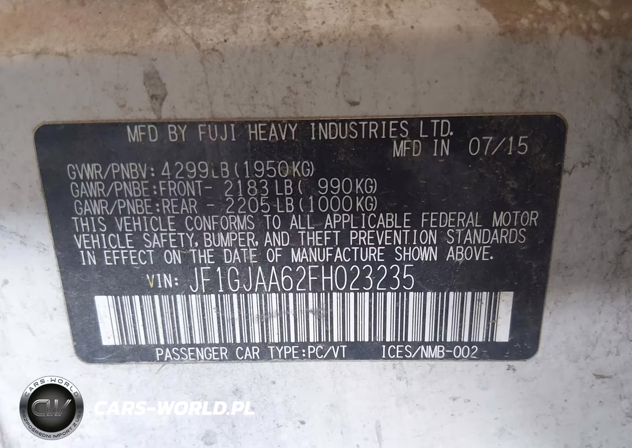 2015 Subaru Impreza 2.0I VIN:JF1GJAA62FH023235 - 9