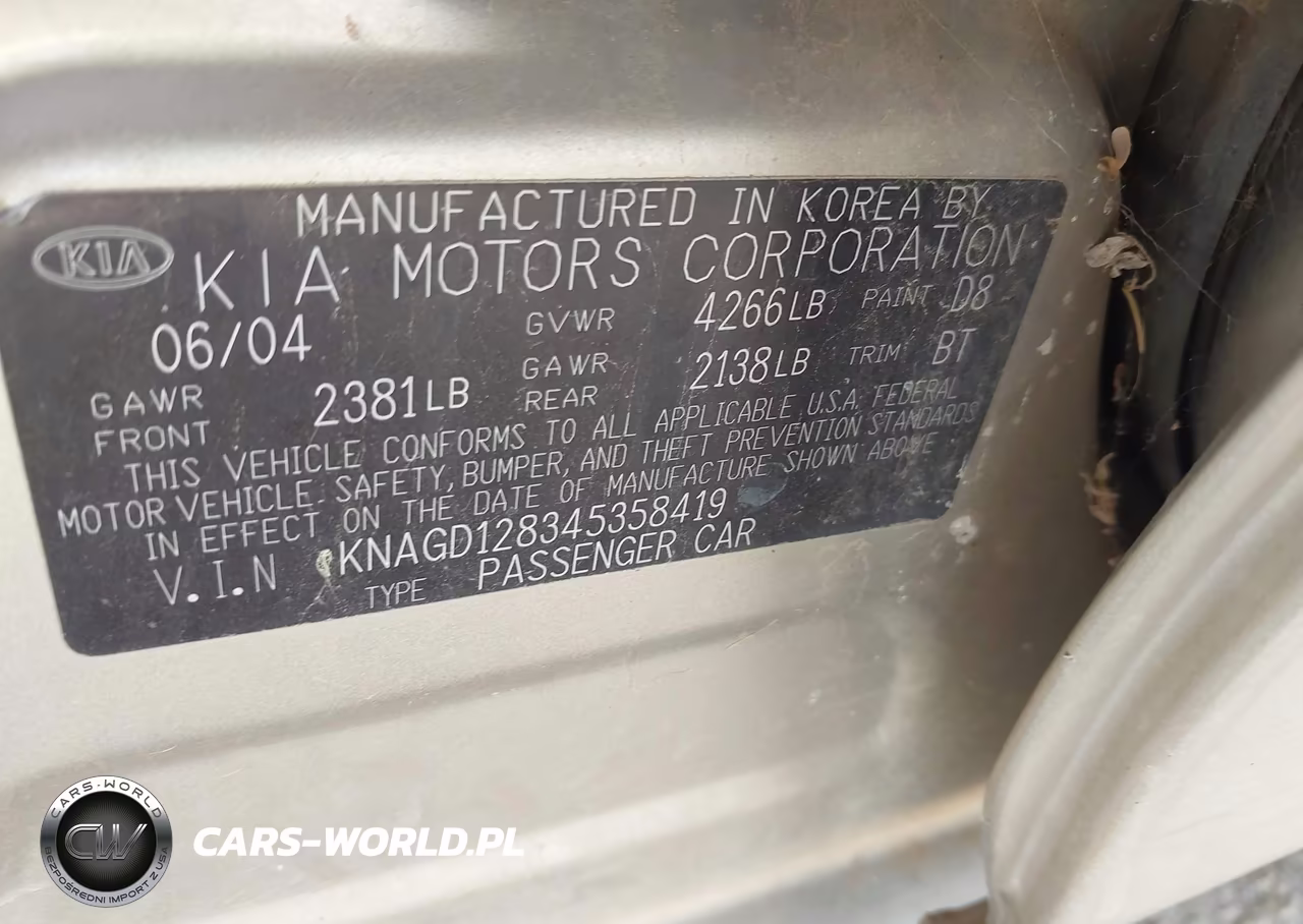 2004 Kia Optima Ex V6-Lx V6 VIN:KNAGD128345358419 - 9