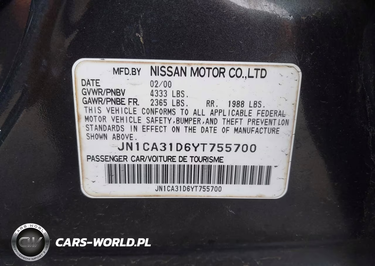 2000 Nissan Maxima Gle-Gxe-Se VIN:JN1CA31D6YT755700 - 9