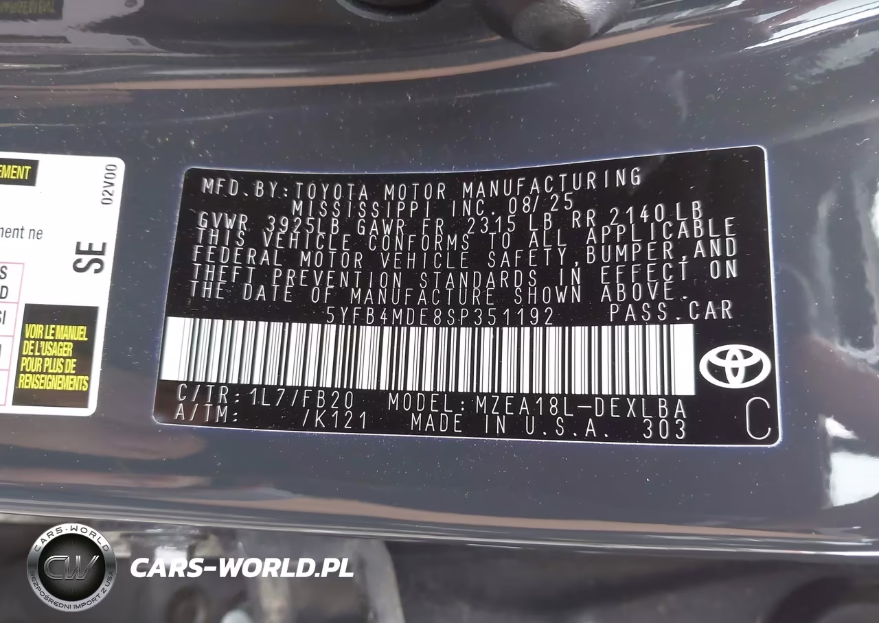 2025 Toyota Corolla Le VIN:5YFB4MDE8SP351192 - 9