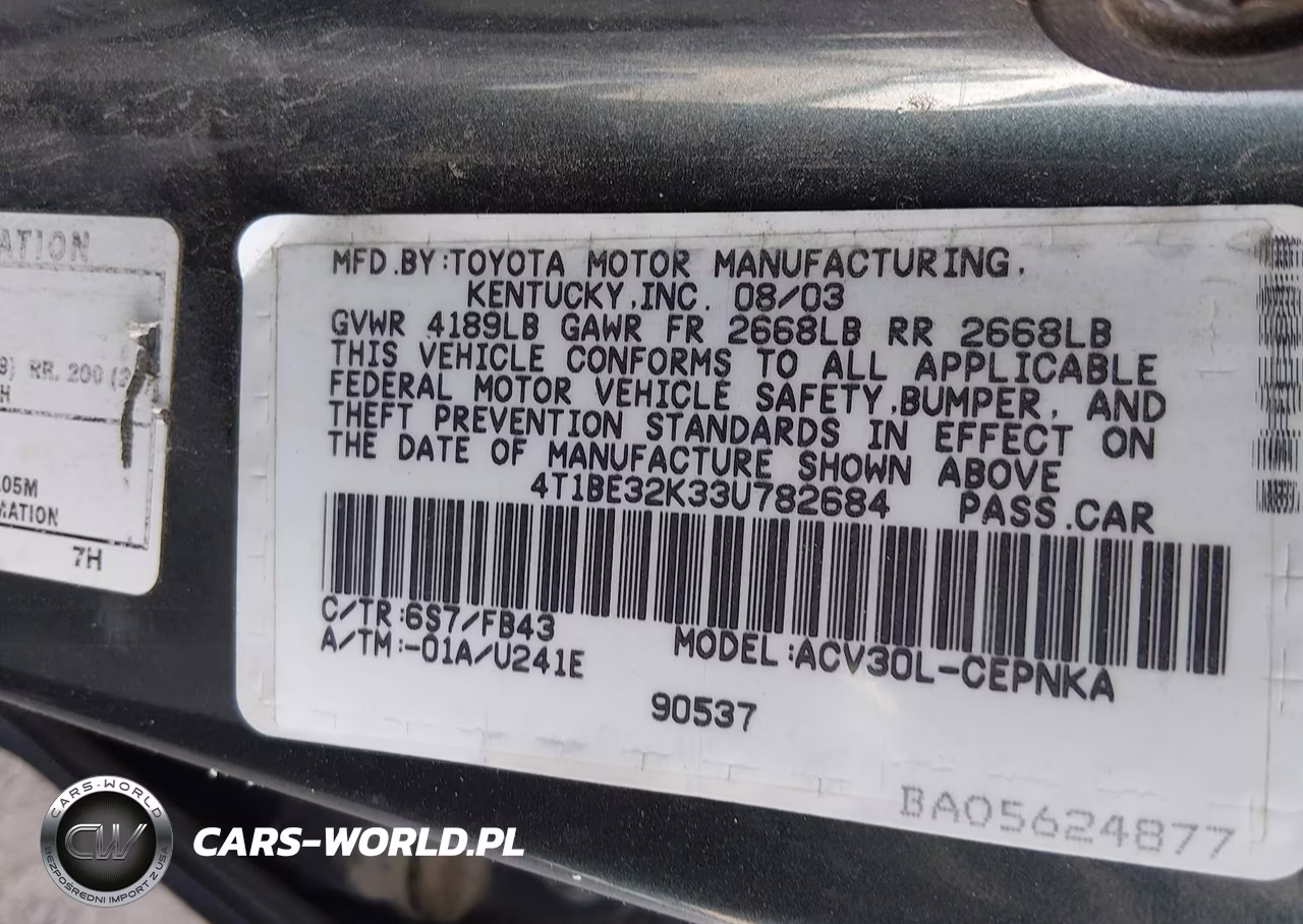 2003 Toyota Camry Le VIN:4T1BE32K33U782684 - 9