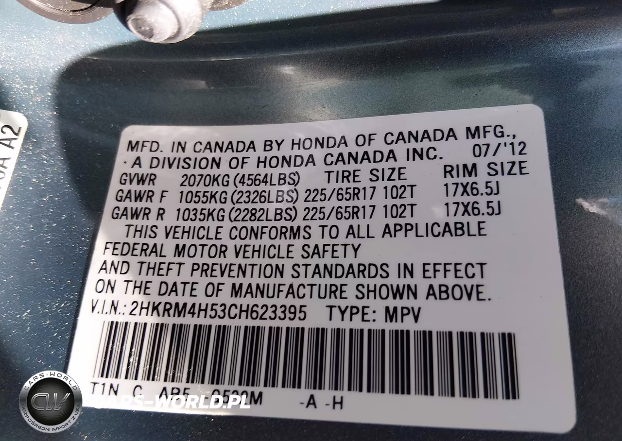 2012 Honda Cr-V Ex VIN:2HKRM4H53CH623395 - 9