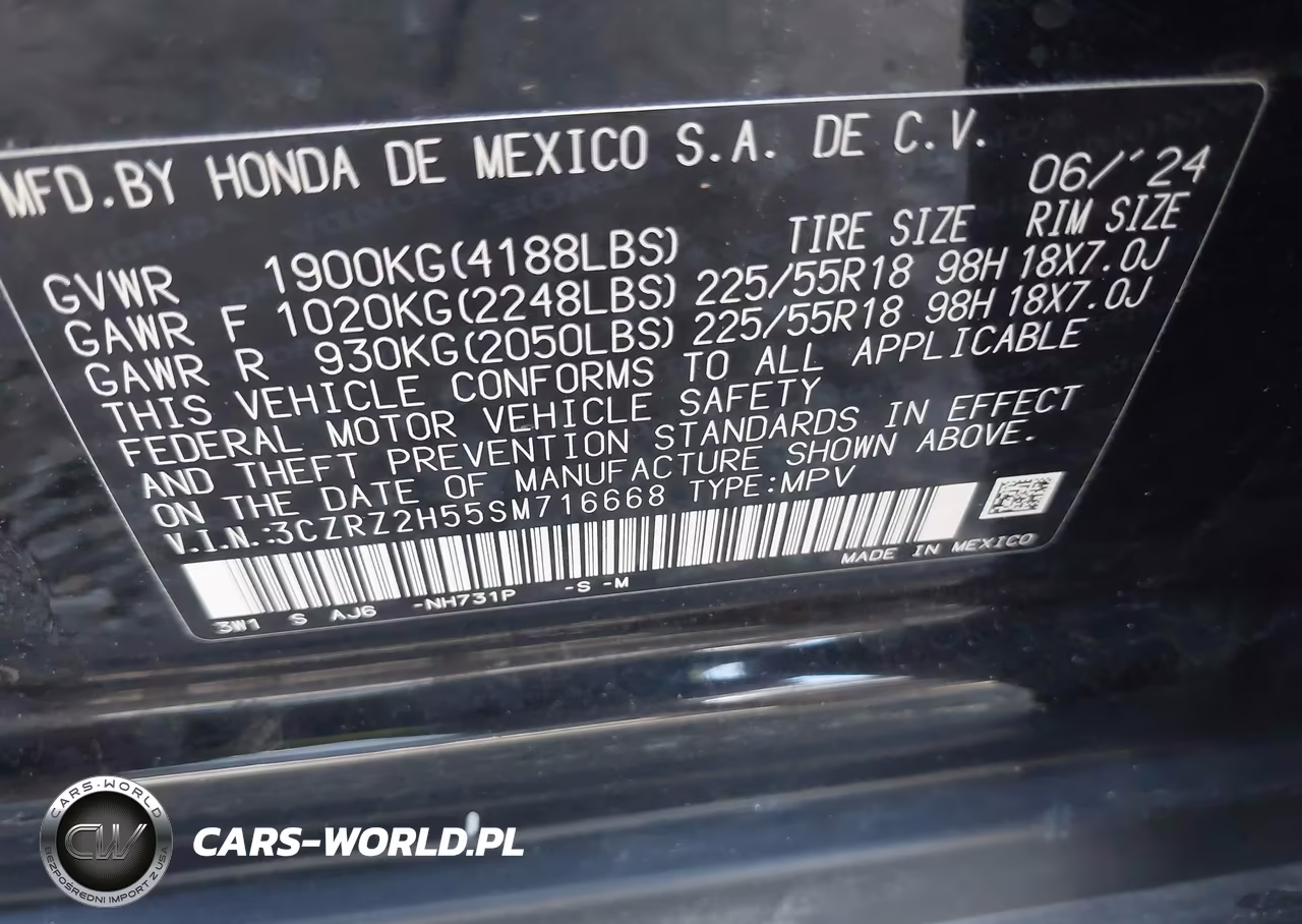 2025 Honda Hr-V Awd Sport VIN:3CZRZ2H55SM716668 - 9