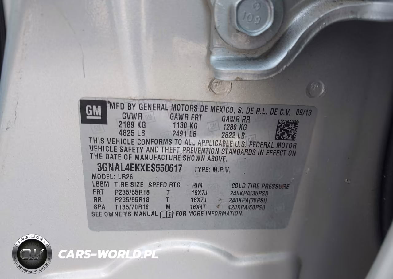 2014 Chevrolet Captiva Sport Ltz VIN:3GNAL4EKXES550617 - 9