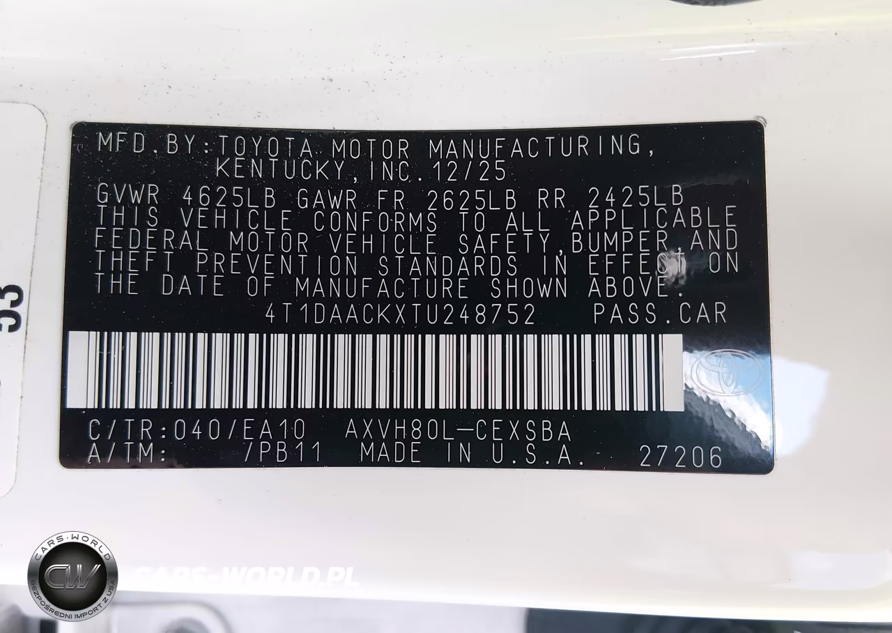 2026 Toyota Camry Se VIN:4T1DAACKXTU248752 - 9