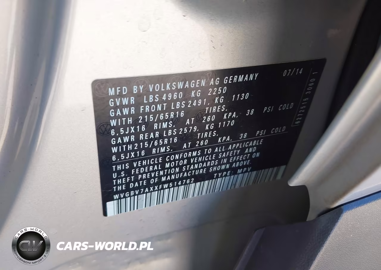 2015 Volkswagen Tiguan S VIN:WVGBV7AXXFW514762 - 9