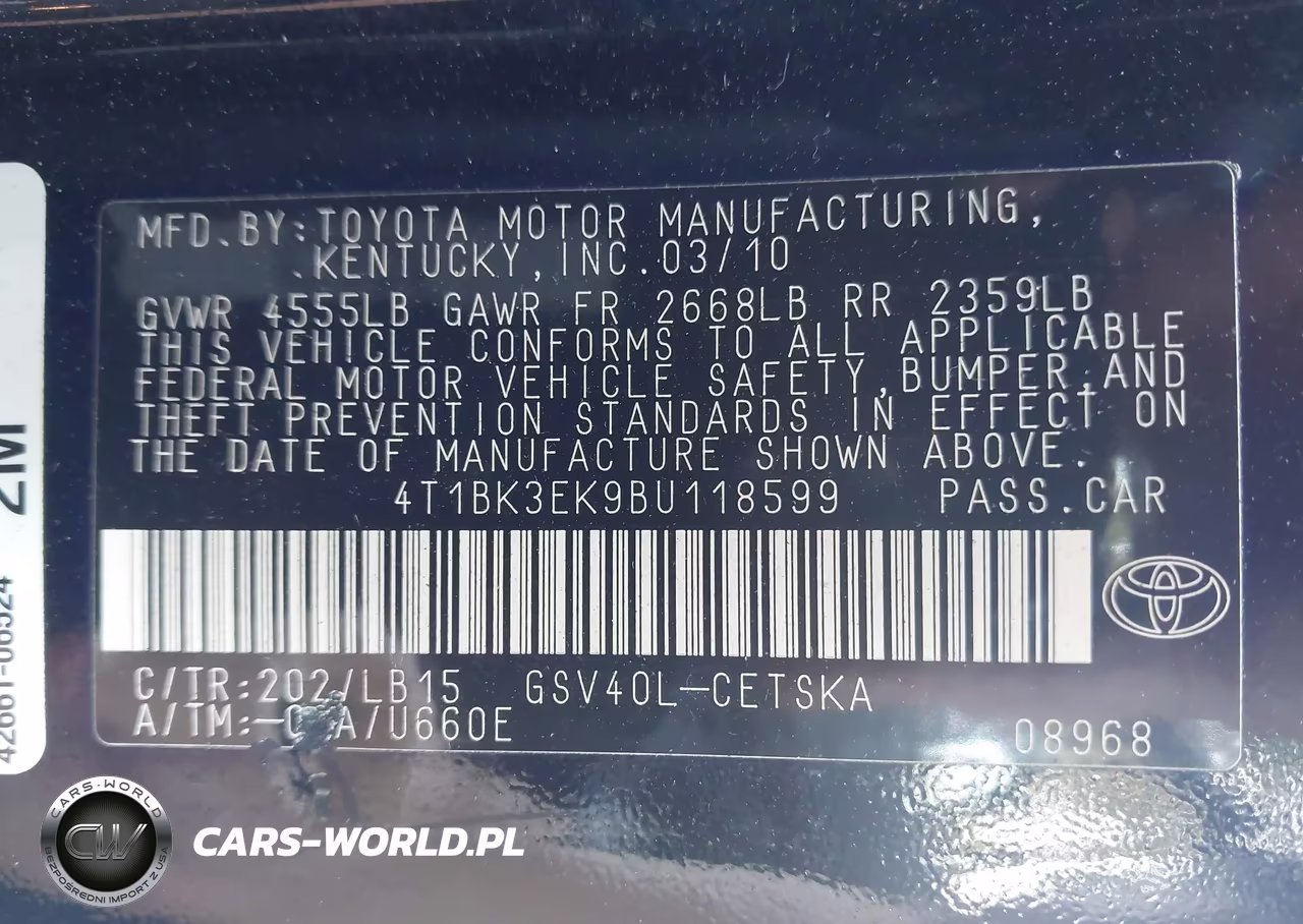 2011 Toyota Camry Se V6 VIN:4T1BK3EK9BU118599 - 9