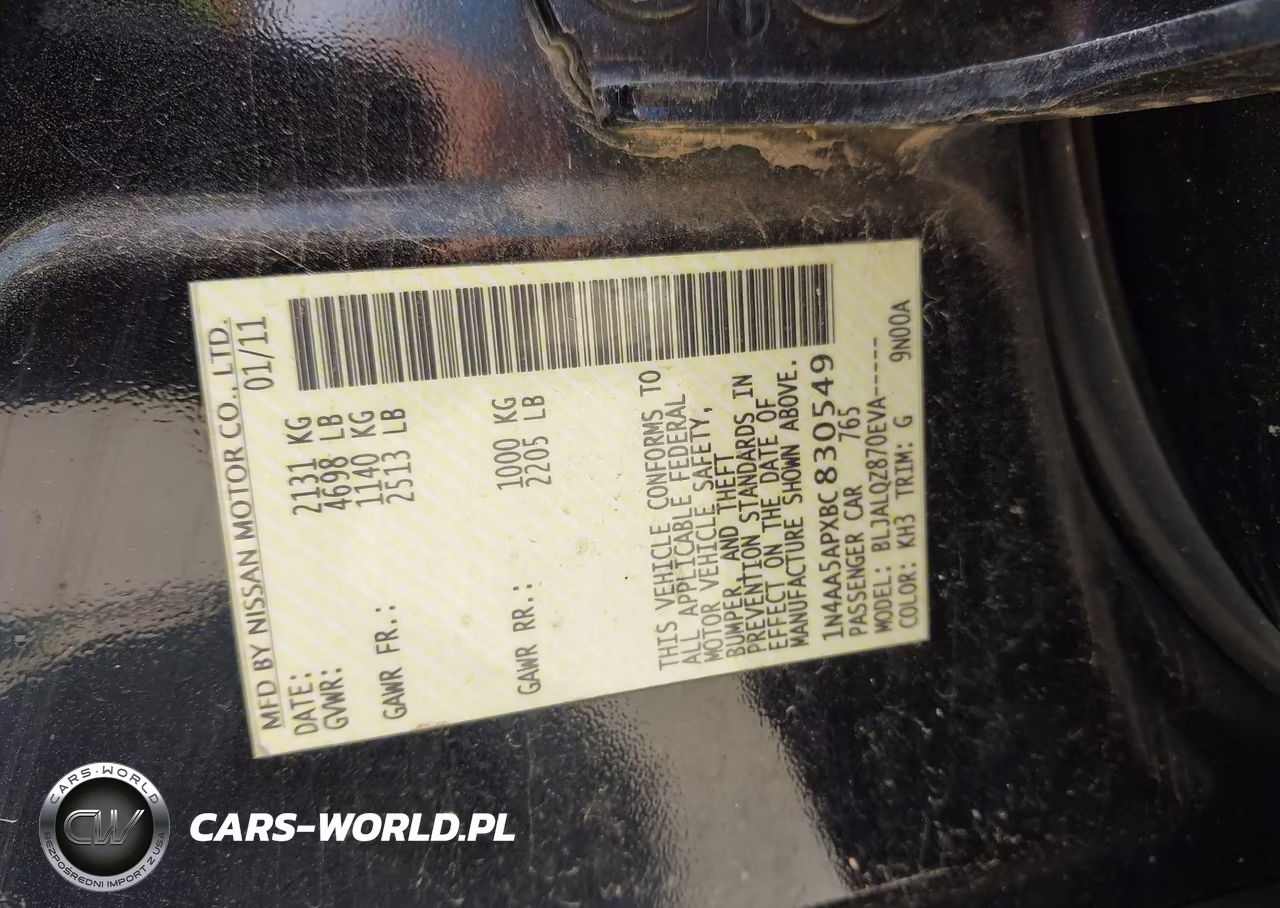 2011 Nissan Maxima 3.5 S VIN:1N4AA5APXBC830549 - 9