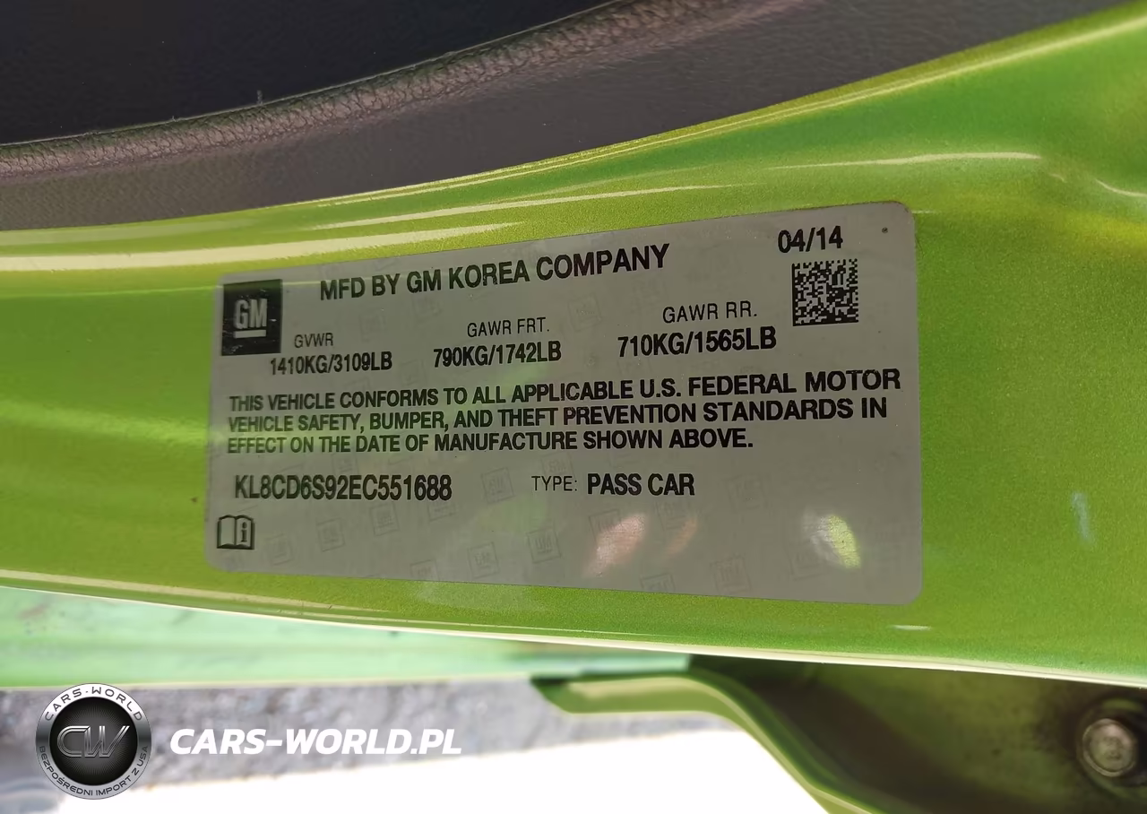 2014 Chevrolet Spark 1Lt Auto VIN:KL8CD6S92EC551688 - 9