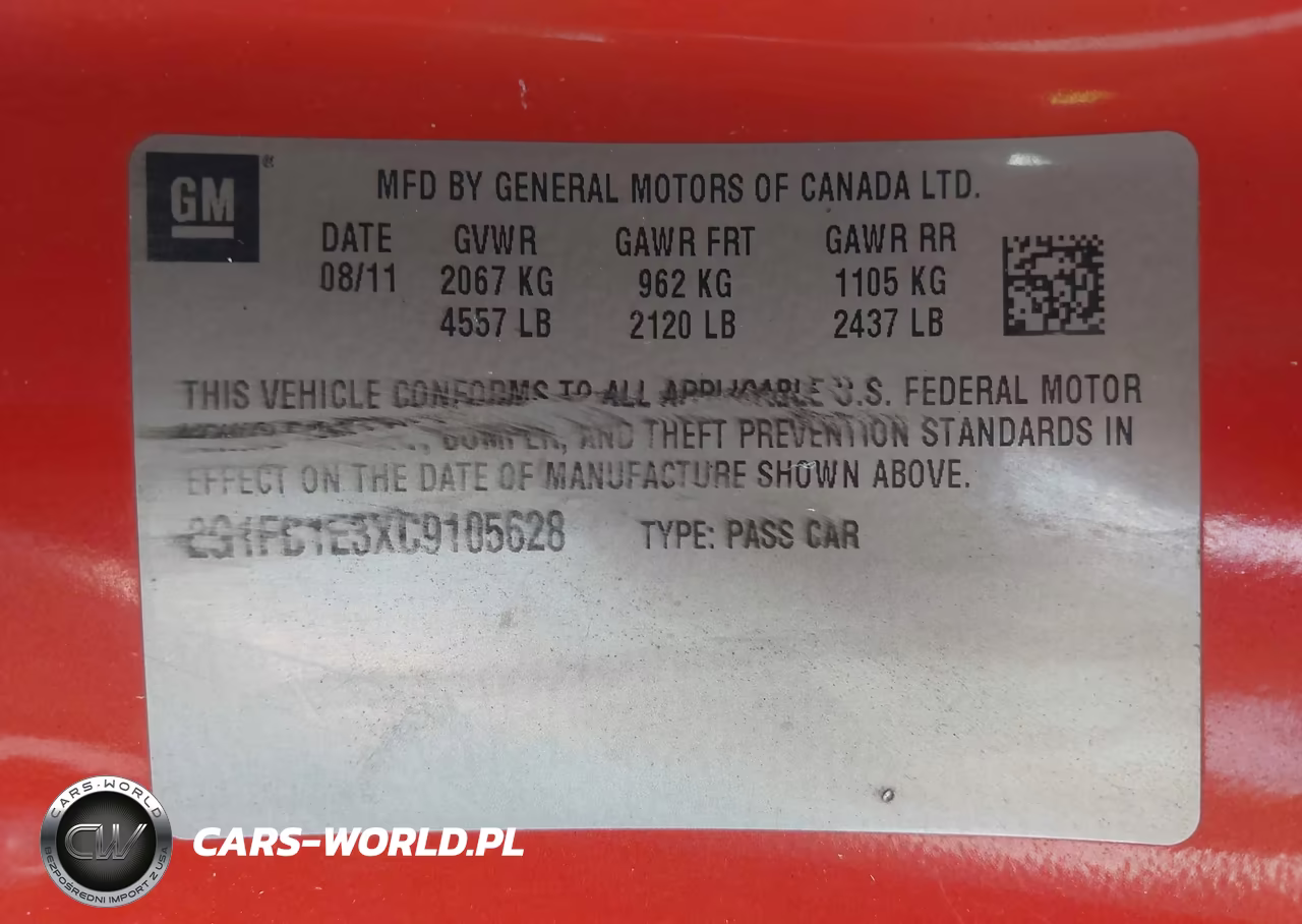 2012 Chevrolet Camaro 1Lt VIN:2G1FB1E3XC9105628 - 9