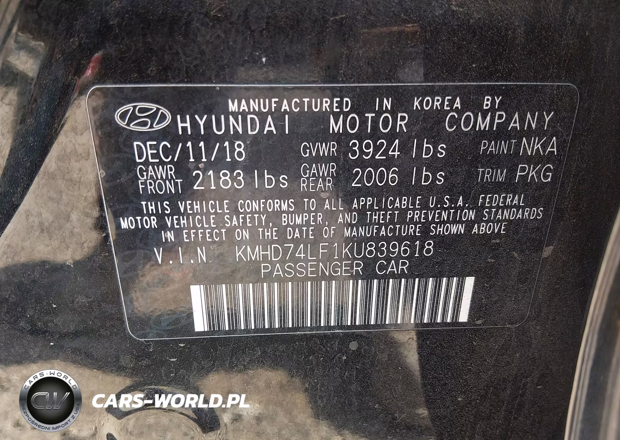 2019 Hyundai Elantra Se VIN:KMHD74LF1KU839618 - 9