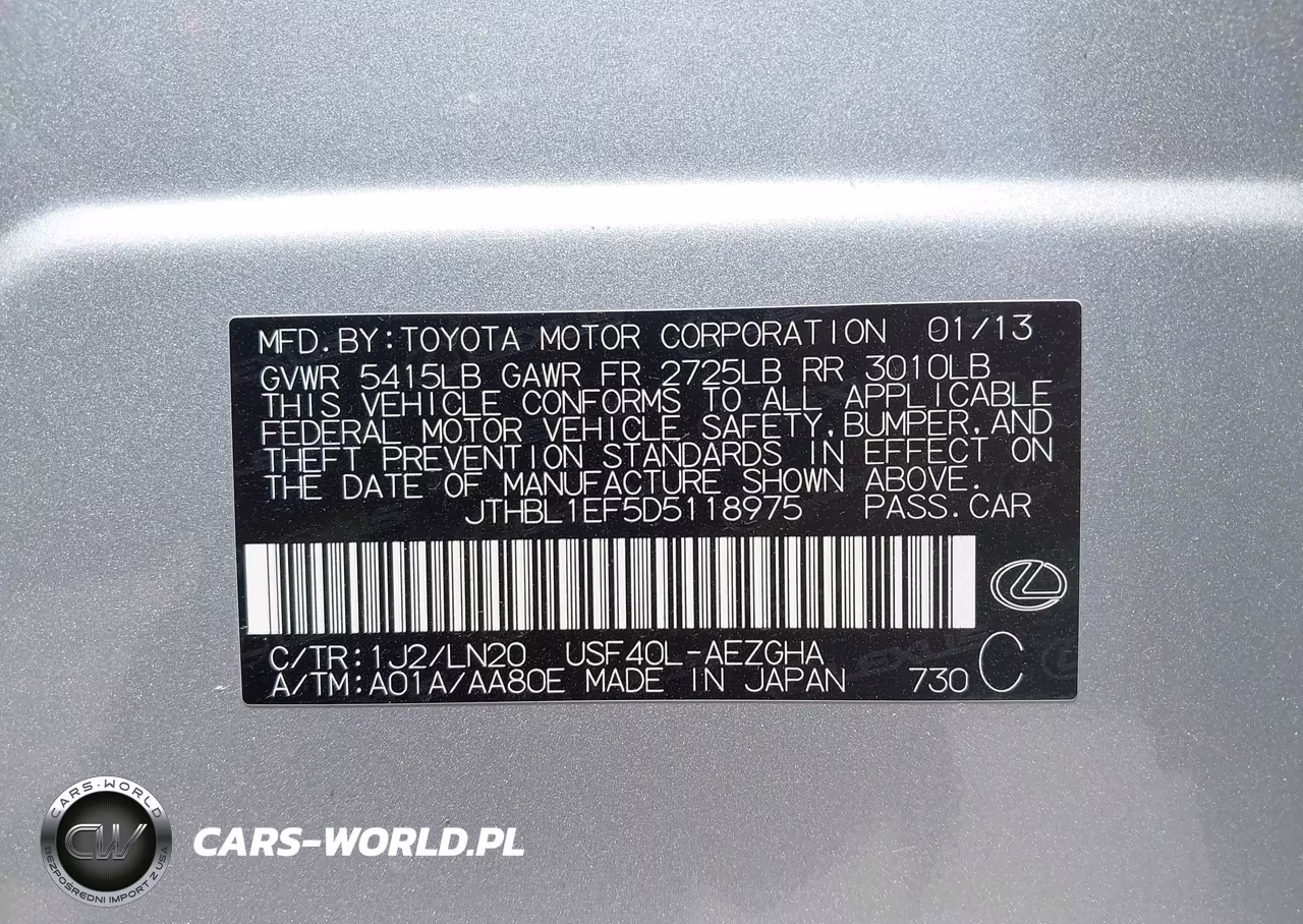 2013 Lexus Ls 460 VIN:JTHBL1EF5D5118975 - 9