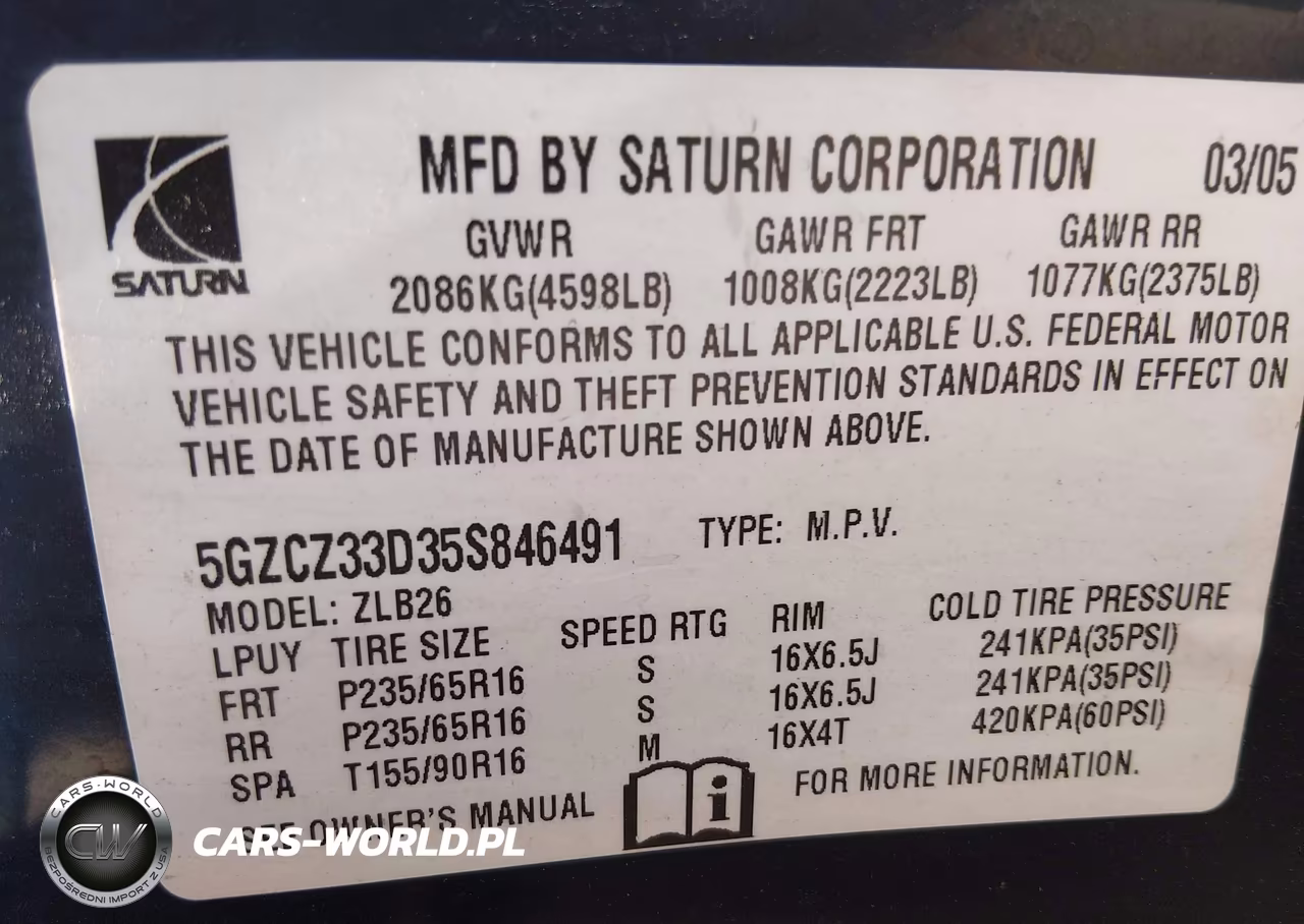 2005 Saturn Vue 4 Cyl VIN:5GZCZ33D35S846491 - 9
