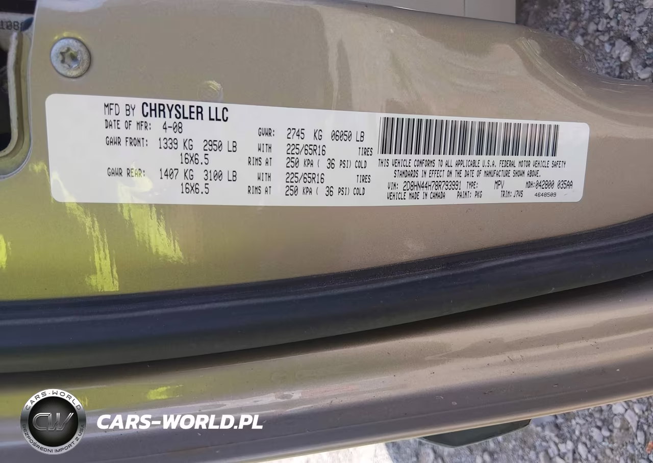 2008 Dodge Grand Caravan Se VIN:2D8HN44H78R793991 - 9