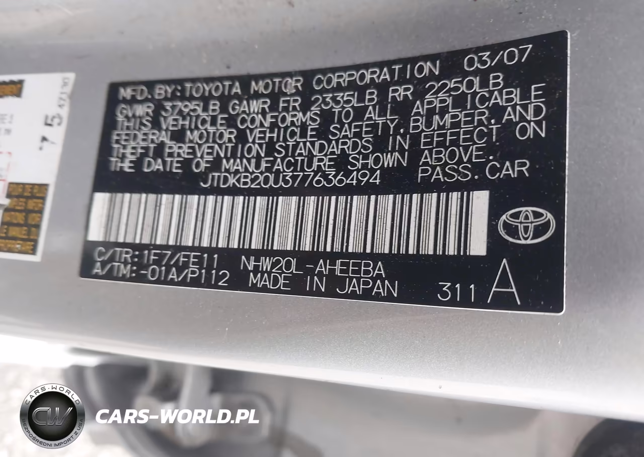 2007 Toyota Prius VIN:JTDKB20U377636494 - 9
