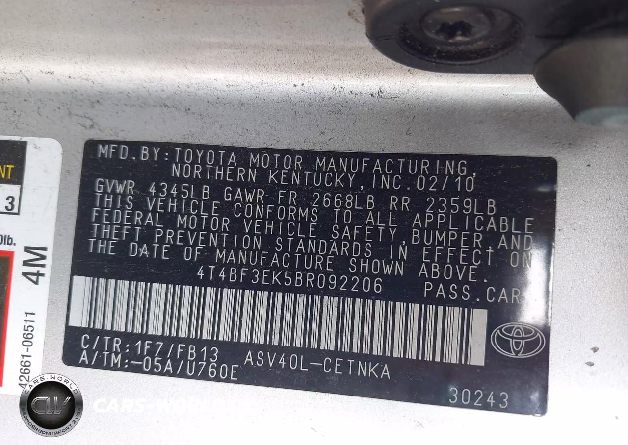 2011 Toyota Camry Le VIN:4T4BF3EK5BR092206 - 9