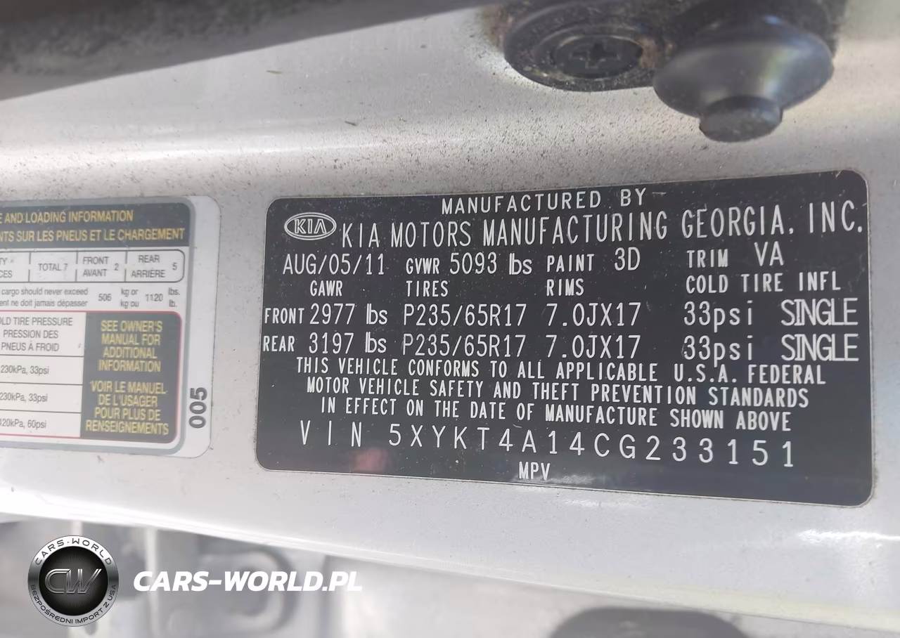 2012 Kia Sorento Lx VIN:5XYKT4A14CG233151 - 9